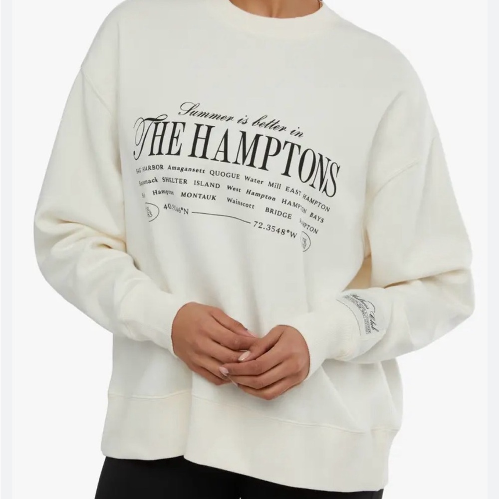WeWoreWhat Cream Graphic Crew Neck Sweater